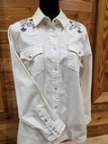 Cream color western shirt with embroidery on the yolk