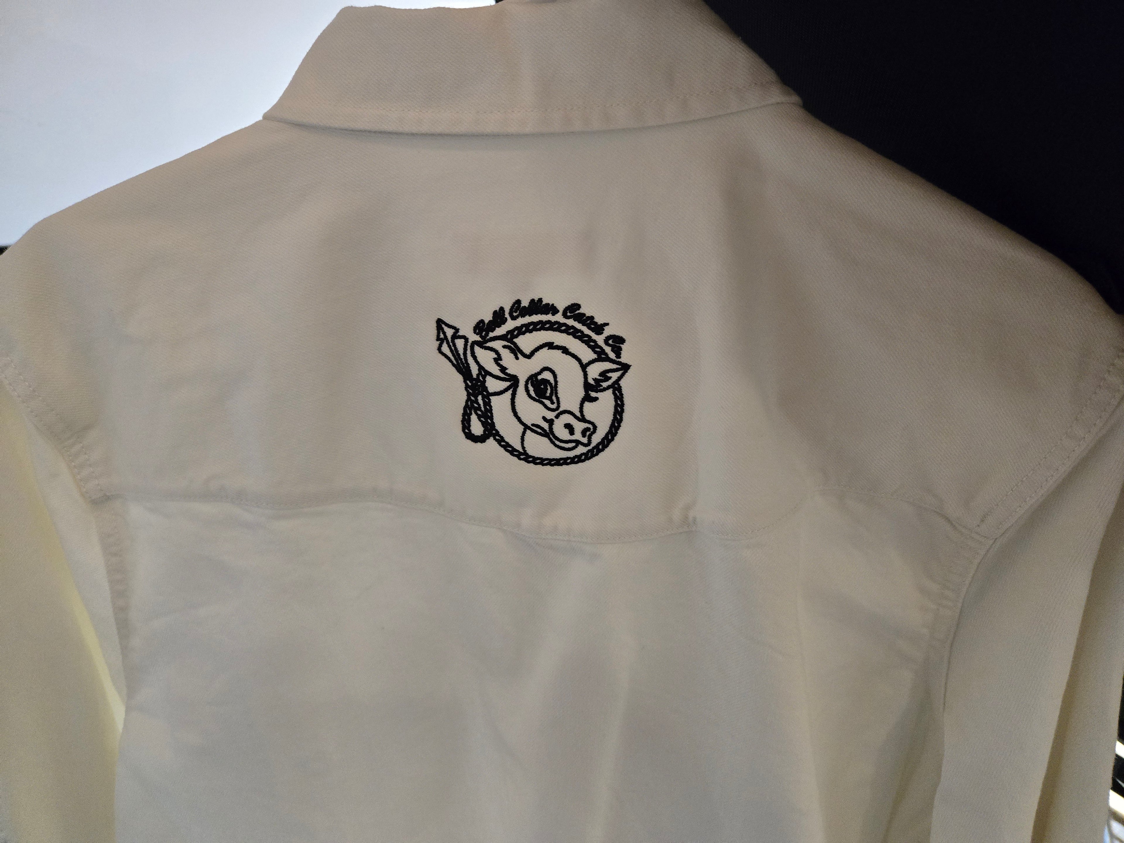 Cream color western shirt with embroidery on the yolk